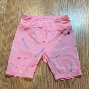 Champion Bike Shorts Kids Size 5 Pink All Over Print Athleticwear‎